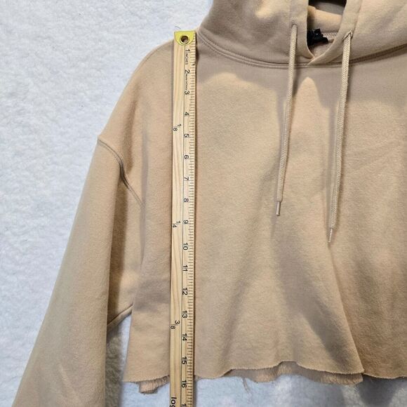 UO Urban Outfitters Cropped Hoodie Sweatshirt Top Tan SP Y2k Workout Balletcore - Picture 5 of 9